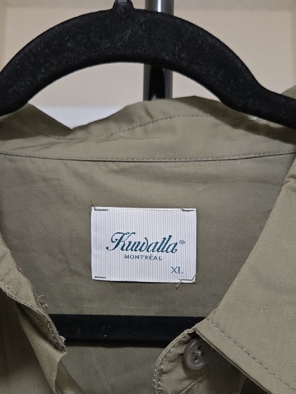 NWT Kuwalla Olive Green Cropped Button-Down Shirt | Minimalist 100% Thin Cotton - Picture 3 of 11